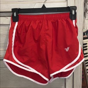 Red athletic shorts